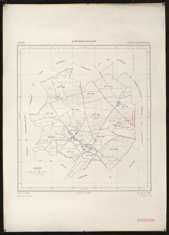 Plan du cadastre rénové - Vironchaux : tableau d'assemblage (TA)