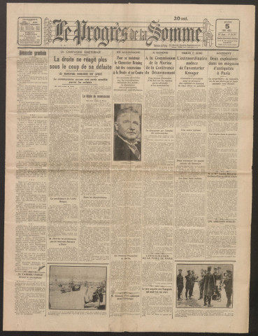 Le Progrès de la Somme, numéro 19243, 5 mai 1932