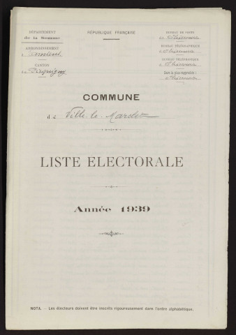 Liste électorale : Ville-le-Marclet