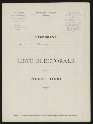 Liste électorale : Ligescourt