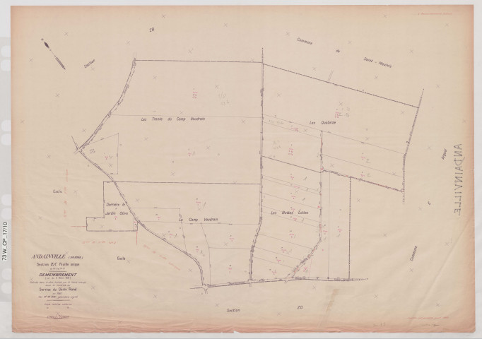 Plan du cadastre rénové - Andainville : section ZC