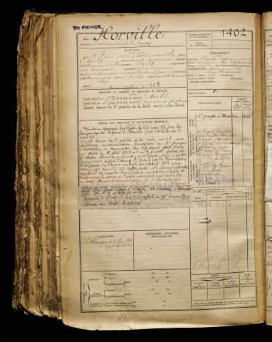 Horville, Arsène Adolphe Louis, né le 01 mai 1897 à Béthencourt-sur-Mer (Somme), classe 1917, matricule n° 1402, Bureau de recrutement d'Abbeville