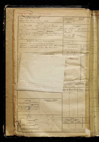 Girard, Paul Henri André, né le 28 octobre 1898 à Sorel (Somme), classe 1918, matricule n° 508, Bureau de recrutement de Péronne