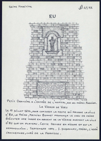 Eu (Seine-Maritime) : petit oratoire à l'entrée de l'hôpital - (Reproduction interdite sans autorisation - © Claude Piette)