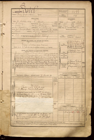 Postel, Rémy Joseph Alfred, né le 01 octobre 1869 à Arrest (Somme), classe 1889, matricule n° 1077, Bureau de recrutement d'Abbeville