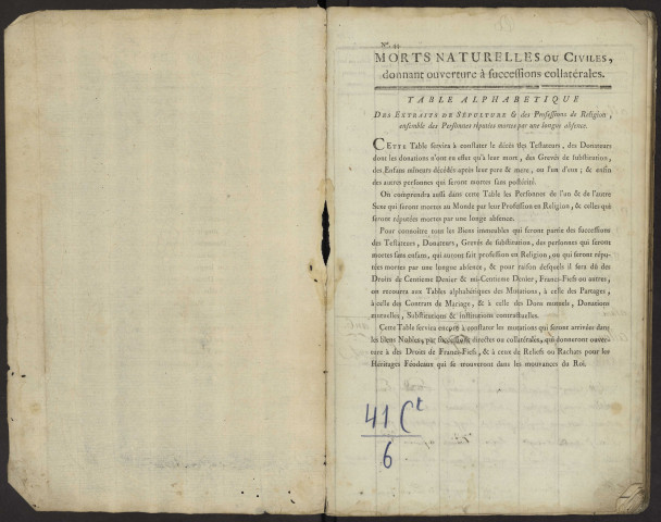 Table du bureau d'Airaines pour la période 1786-1806. Décès et extraits des sépulture