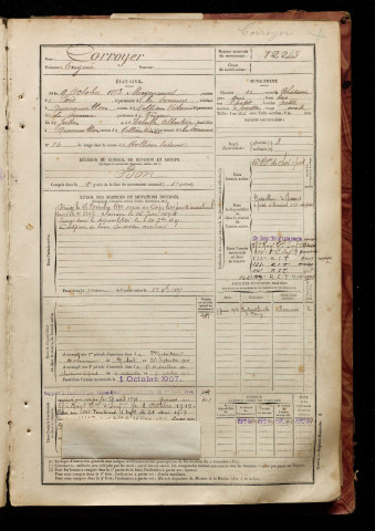 Corroyer, Eugène, né le 09 octobre 1873 à Moyencourt-lès-Poix (Somme), classe 1893, matricule n° 1225, Bureau de recrutement d'Amiens