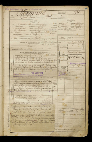 Normand, Joseph François, né le 15 janvier 1880 à Savignies (Oise), classe 1900, matricule n° 39, Bureau de recrutement d'Amiens