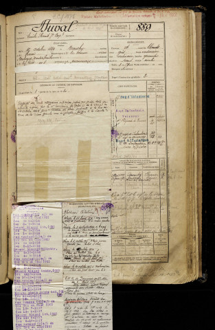 Duval, Emile Florent Jean Baptiste, né le 16 octobre 1889 à Brouchy (Somme), classe 1909, matricule n° 889, Bureau de recrutement de Péronne