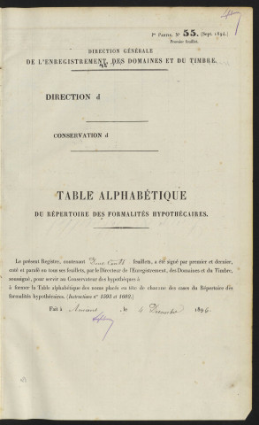Table alphabétique du répertoire des formalités, de Buland à Byhet, registre n° 21 (Abbeville)