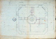 Modifications apportées à la façade principale et à la distribution intérieure du château d'eau : plan du premier étage dressé par Rousseau
