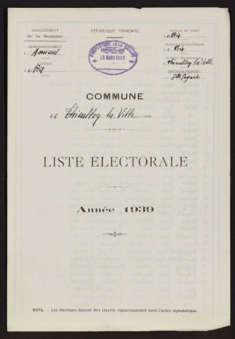 Liste électorale : Thieulloy-la-Ville