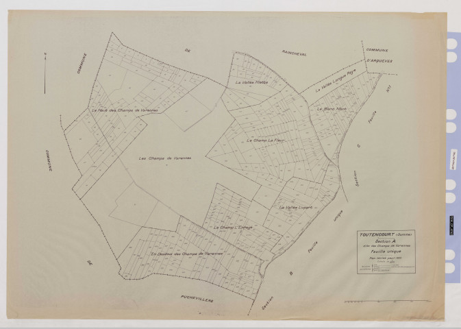 Plan du cadastre rénové - Toutencourt : section A