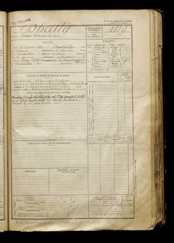 Dheilly, Georges Valentin Léon, né le 14 février 1899 à Puchevillers (Somme), classe 1919, matricule n° 1119, Bureau de recrutement d'Abbeville