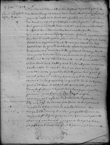 Etude de Me Antoine Debacq à Amiens (étude n°6). Minutes de l'année 1708