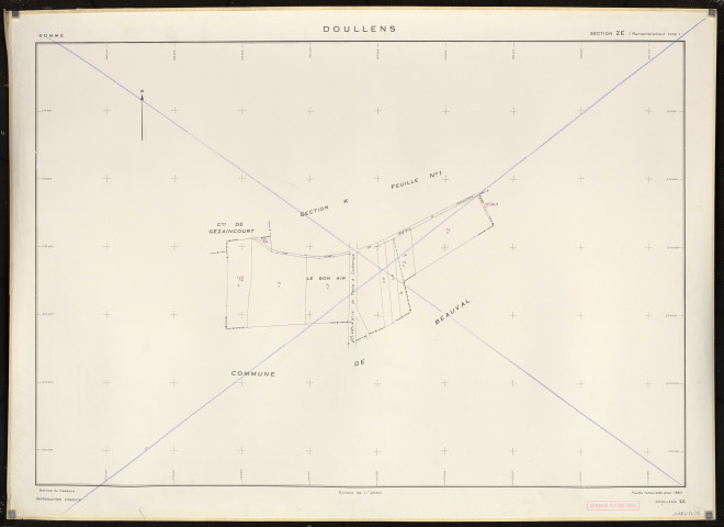 Plan du cadastre rénové - Doullens : section ZE