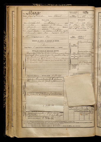 Lesage, Joseph Théodore, né le 27 octobre 1872 à Matigny (Somme), classe 1892, matricule n° 1094, Bureau de recrutement de Péronne