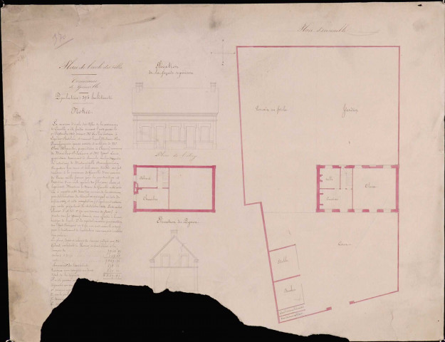 Gauville. Plan de l'école des filles