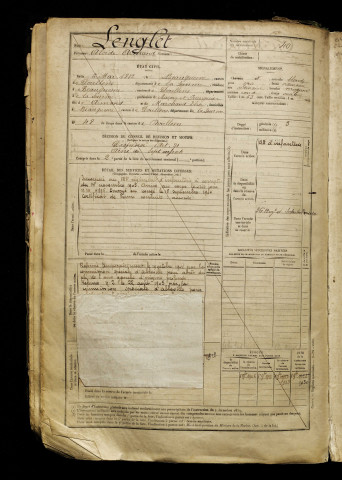 Lenglet, Alcide Armand, né le 06 mai 1882 à Beauquesne (Somme), classe 1902, matricule n° 40, Bureau de recrutement d'Abbeville