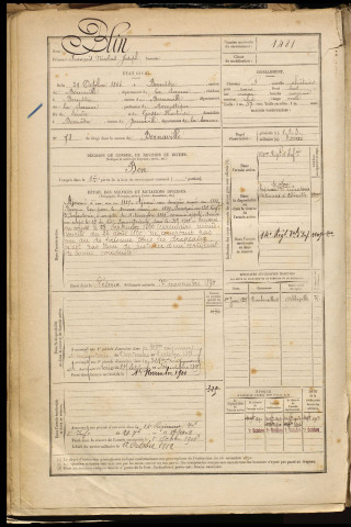 Blin, François Nicolas Joseph, né le 29 octobre 1866 à Bernâtre (Somme), classe 1886, matricule n° 1481, Bureau de recrutement d'Abbeville