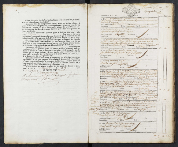 Contrôle des actes du bureau de Conty pour la période du 3 août 1729 au 7 avril 1731