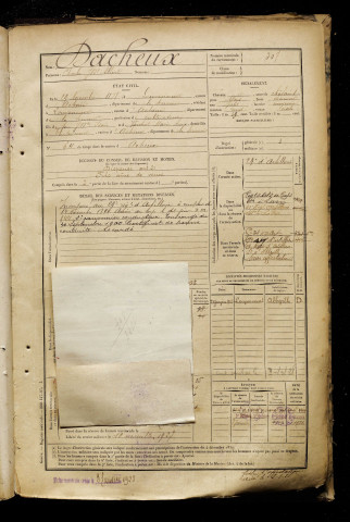 Dacheux, Charles Jean Baptiste Albert, né le 29 novembre 1878 à Louvencourt (Somme), classe 1898, matricule n° 307, Bureau de recrutement d'Abbeville