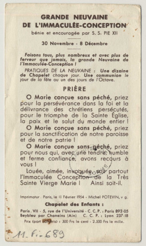 Je suis d'immaculée conception