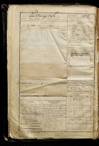 Douzenel, Pierre Georges, né le 20 octobre 1896 à Crotoy (Le) (Somme), classe 1916, matricule n° 1012, Bureau de recrutement d'Abbeville