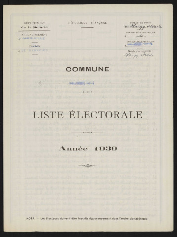 Liste électorale : Bouillancourt-en-Séry