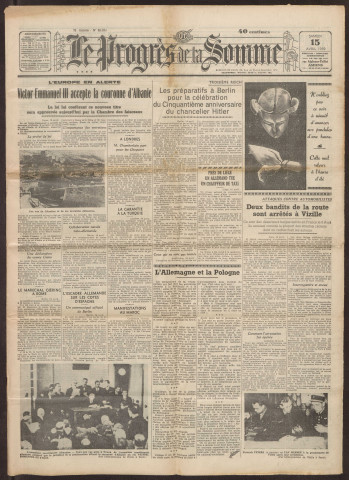 Le Progrès de la Somme, numéro 21756, 15 avril 1939