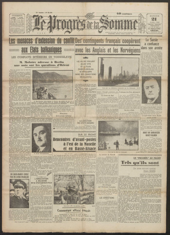 Le Progrès de la Somme, numéro 22127, 21 avril 1940