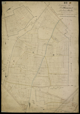 Plan du cadastre napoléonien - Berteaucourt-Les-Thennes (Berthaucourt) : A et B1