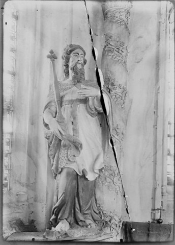 Eglise de Vismes-au-Val : détail de la statue de saint Louis de Gonzagne