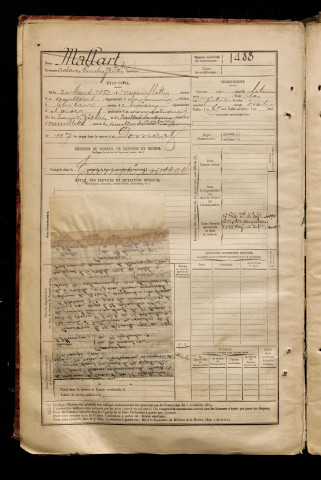 Mallart, Octave Emile Jean Baptiste, né le 20 mars 1873 à Neuvillette (Somme), classe 1893, matricule n° 1488, Bureau de recrutement d'Abbeville