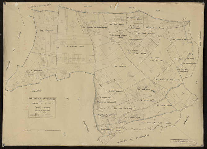 Plan du cadastre rénové - Millencourt-en-Ponthieu : section D