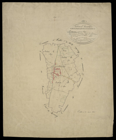 Plan du cadastre napoléonien - Hattencourt : tableau d'assemblage