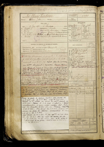 Le Marc'hadour, Alain Jules, né le 17 juin 1896 à Landéda (Finistère), classe 1916, matricule n° 1090, Bureau de recrutement d'Amiens