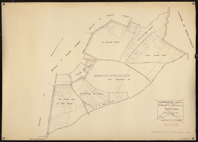 Plan du cadastre rénové - Domqueur : section B