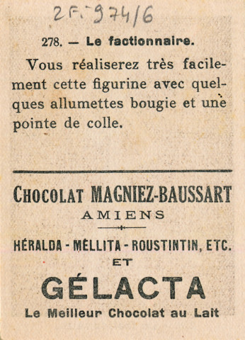 Chocolat Magniez-Baussart, Amiens. Image 278 : le factionnaire