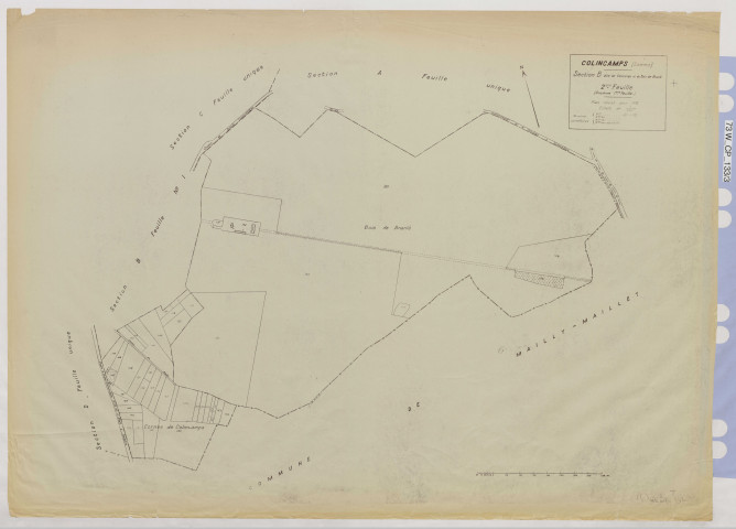 Plan du cadastre rénové - Colincamps : section B2