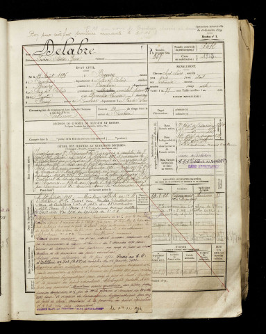 Delabre, Lucien Olivier Jean, né le 15 août 1896 à Beuvry (Pas-de-Calais), classe 1916, matricule n° 2612, Bureau de recrutement d'Amiens