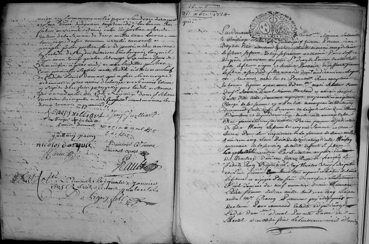 Etude de Me Grégoire Rault à Amiens (étude n°21). Minutes de l'année 1724