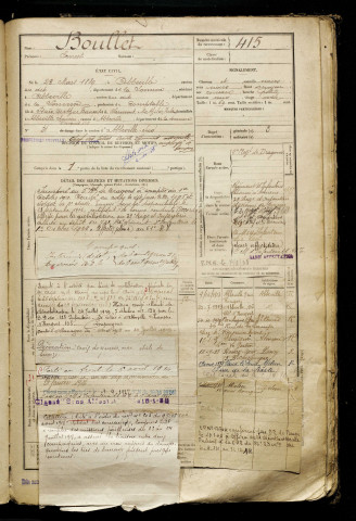 Boullet, Ernest, né le 23 mars 1889 à Abbeville (Somme), classe 1909, matricule n° 415, Bureau de recrutement d'Abbeville