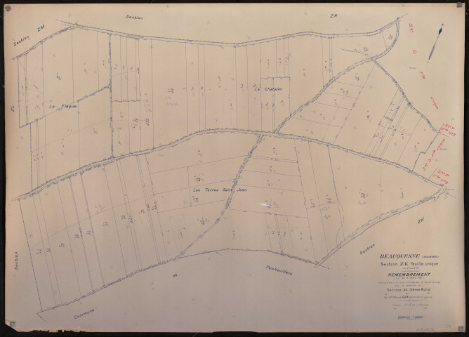 Plan du cadastre rénové - Beauquesne : section ZK