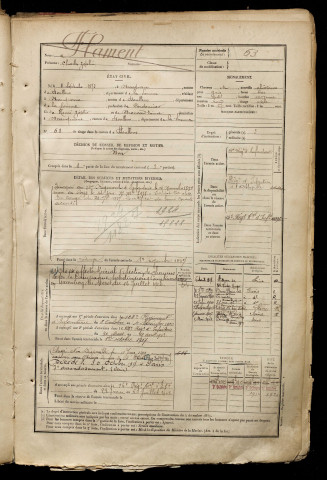 Flament, Charles Zephir, né le 03 septembre 1873 à Beauquesne (Somme), classe 1893, matricule n° 63, Bureau de recrutement d'Abbeville