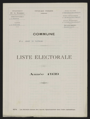 Liste électorale : Berny-en-Santerre