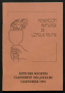 Opuscule (année 1994). Fédération française de Longue Paume : liste des sociétés, classement des joueurs et calendrier