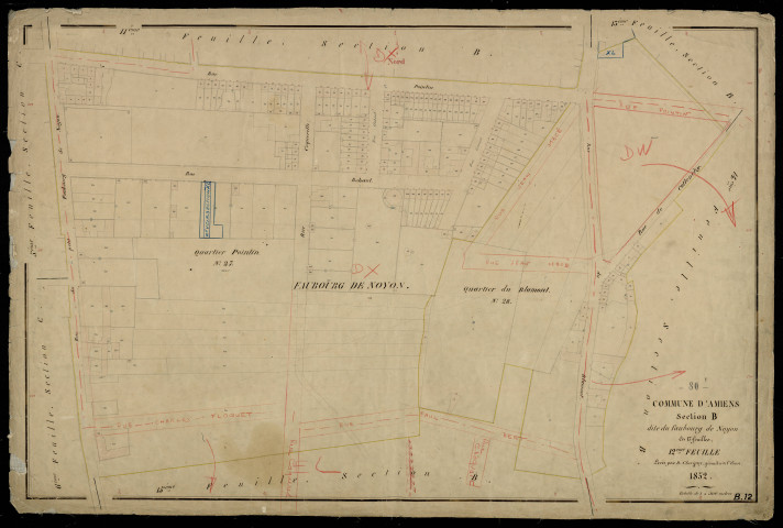 Plan du cadastre napoléonien - Amiens : Faubourg de Noyon (Le), B12