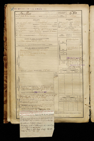 Duflos, Jules Elisée Narcisse, né le 19 avril 1877 à Neufchâtel-Hardelot (Pas-de-Calais), classe 1897, matricule n° 684, Bureau de recrutement d'Amiens