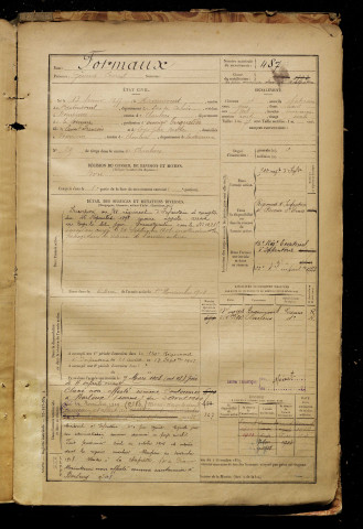 Formaux, Gérard Ernest, né le 13 février 1877 à Havrincourt (Pas-de-Calais), classe 1897, matricule n° 487, Bureau de recrutement de Péronne